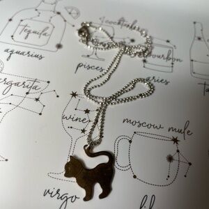 vintage sterling silver kitty cat pendant choker necklace sparkling ball chain